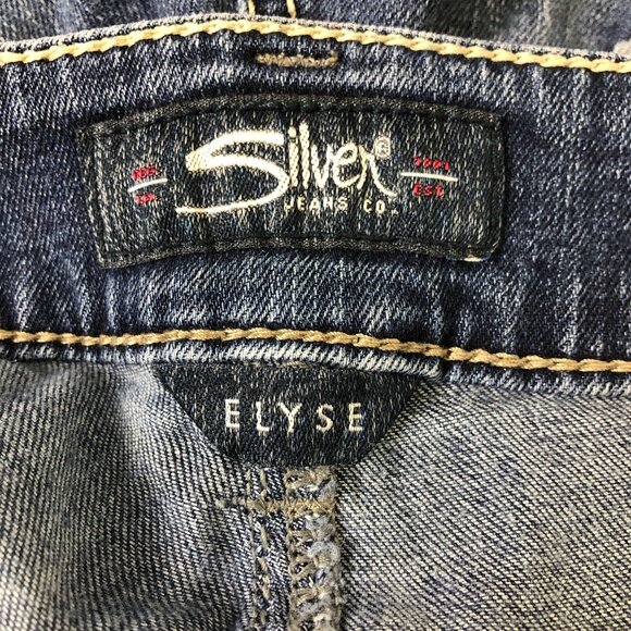 Silver Jeans Co. Elyse Capri W30/L22.5 Mid-Rise Slim Fit Distressed Blue Jeans - Picture 3 of 12